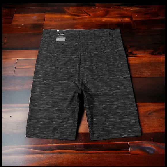 Hurley Stretch Hybrid Walk Golf Shorts Mens Heather Black Flat Front Size 32 NWT - Picture 2 of 7
